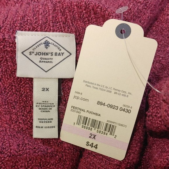 ST John's Bay Women's Red Long Sleeve Wool Knit Pull-Over Sweater 2XL - Picture 3 of 3